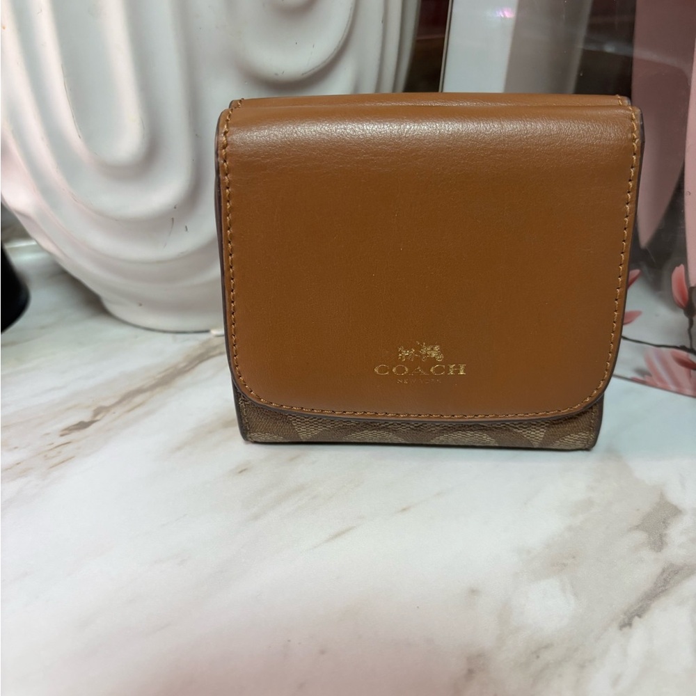 Coach Tan and Brown Leather Wallet